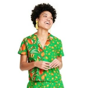 Tabitha Brown for Target Plus Sibutton-down shirt Linen  Womens 2X Colorful